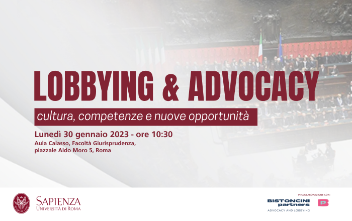 Lunedì 30 gennaio ti invitiamo all'evento Lobbying & Advocacy: cultura, competenze e nuove opportunità.